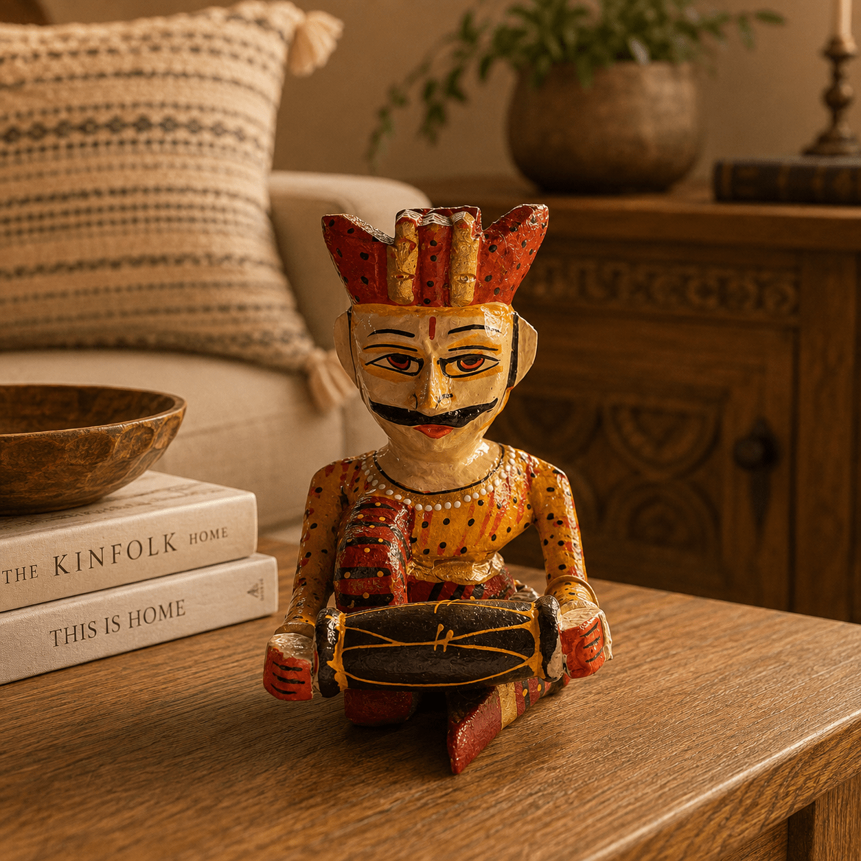 Figura Decorativa Músico de Rajasthan - Tambor - BOUTIQUEDELAINDIA