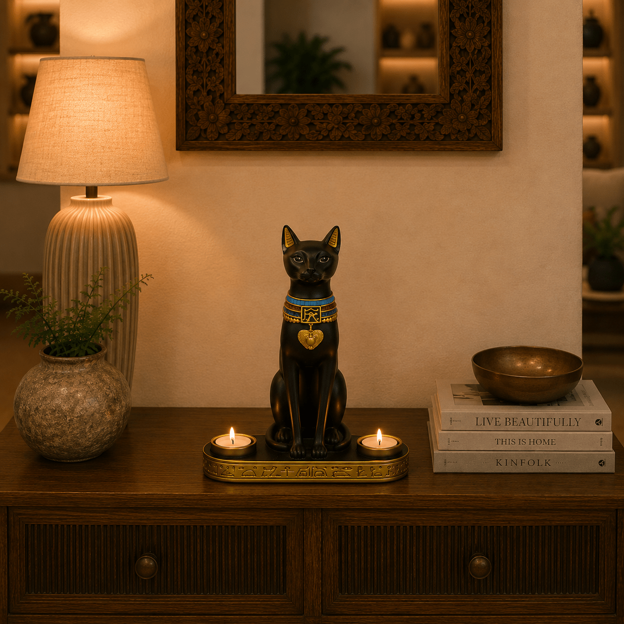 Portavela Bastet Guardiana de Egipto - BOUTIQUEDELAINDIA