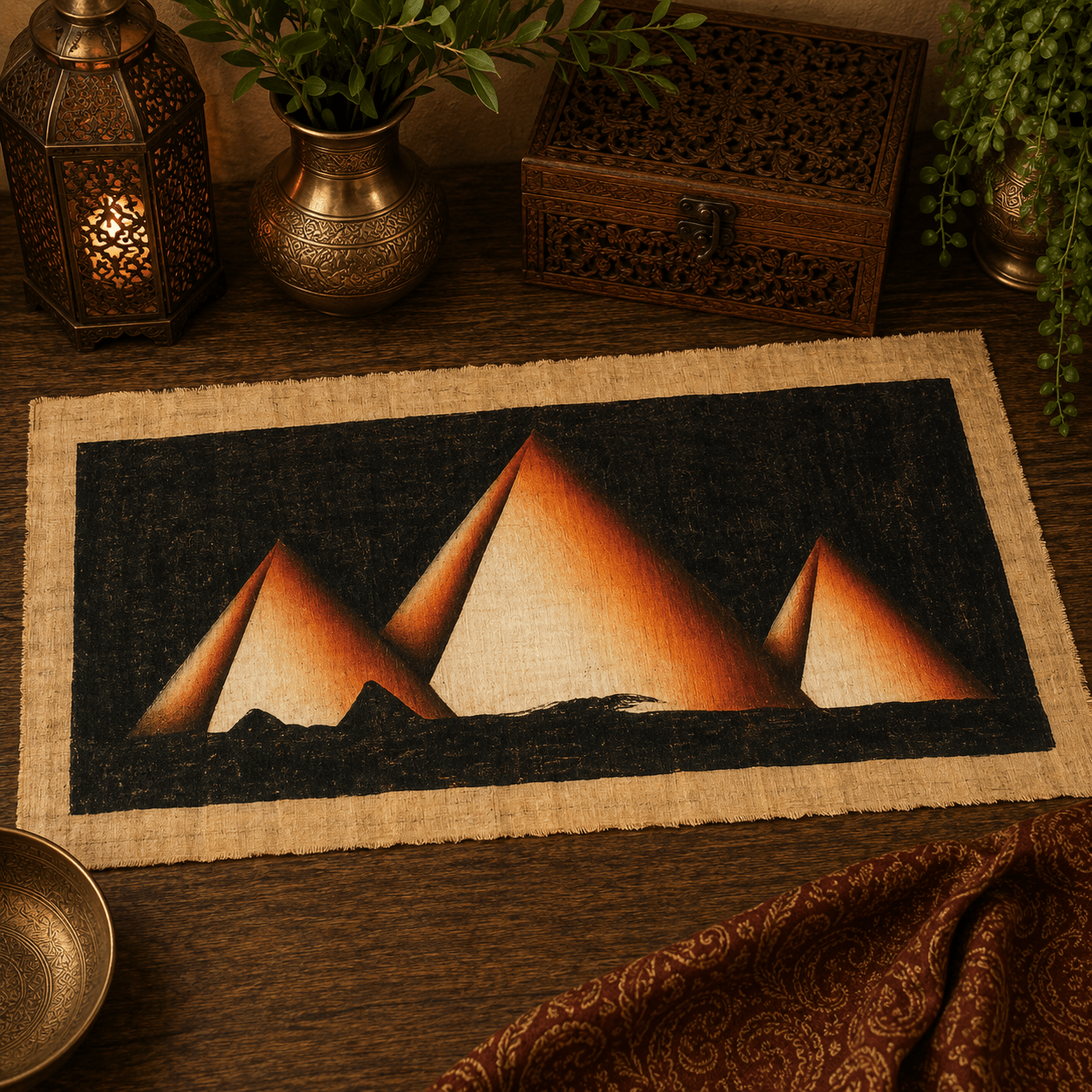 Papiro Egipcio Pirámides de Giza sin marco - BOUTIQUEDELAINDIA