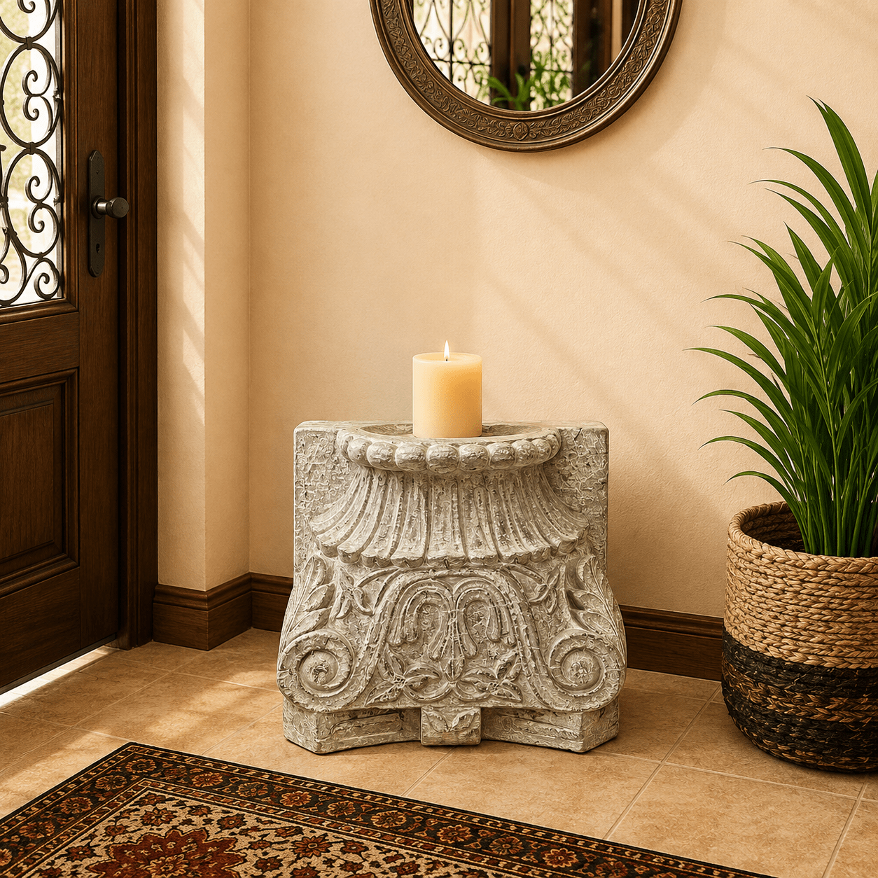 Portavela de Madera Mandawa Tallada - BOUTIQUEDELAINDIA