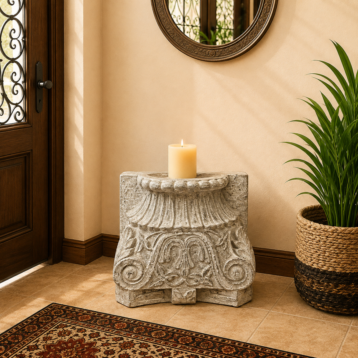 Portavela de Madera Mandawa Tallada - BOUTIQUEDELAINDIA