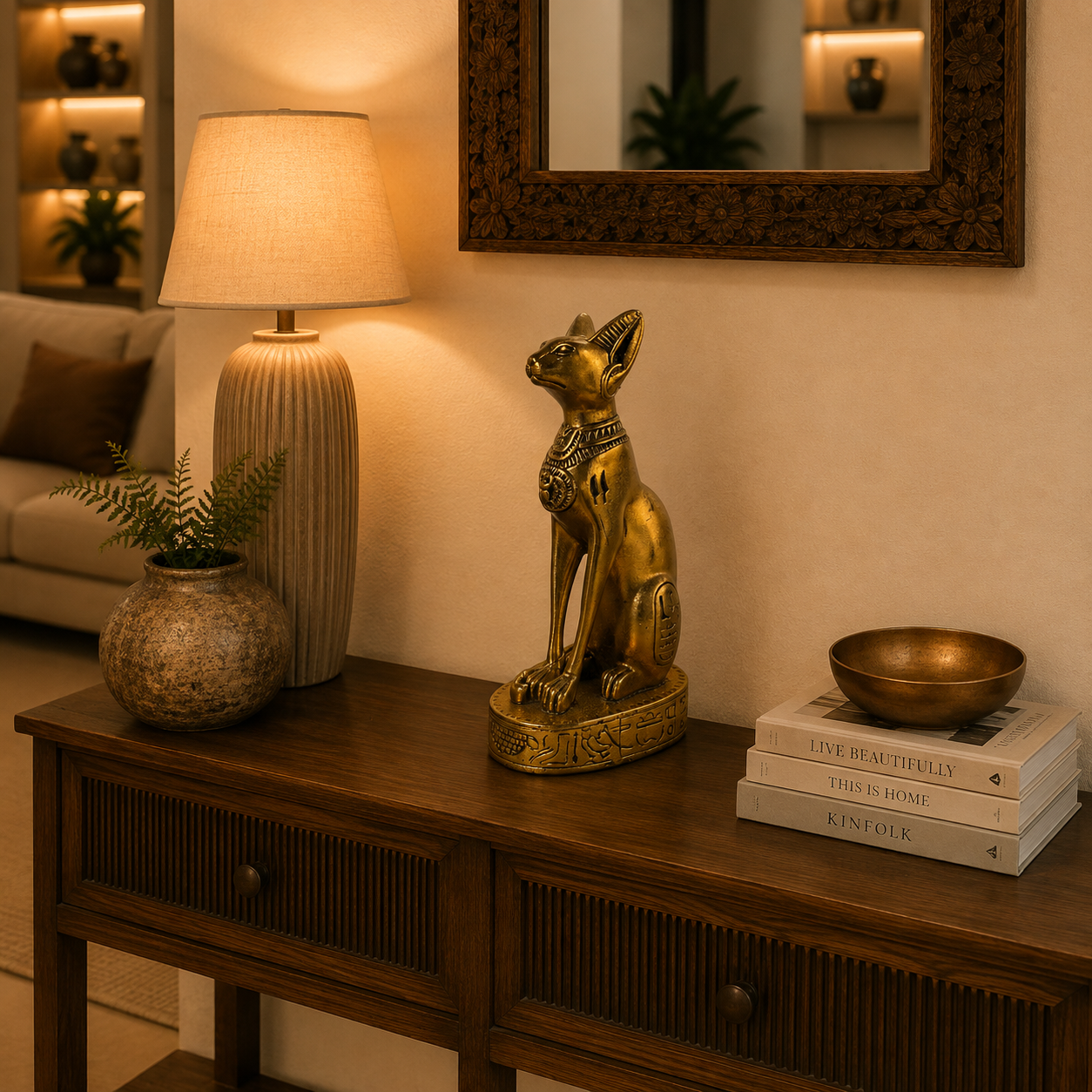 Figura Decorativa Bastet Gata Sagrada del Antiguo Egipto - BOUTIQUEDELAINDIA