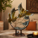 Escultura Decorativa Aves Anaya en Metal y Vitral