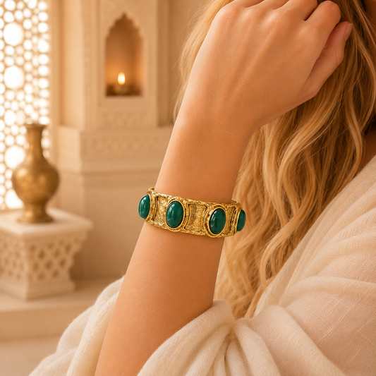 Vana Devi Emerald Prosperity Bracelet with Semi-Precious Stones