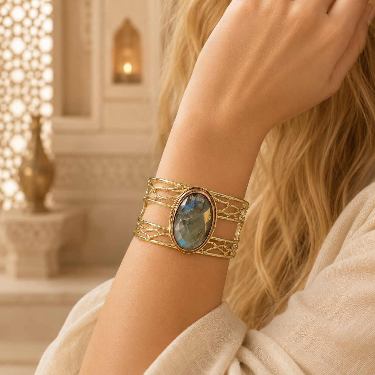 Brazalete Chandra Jyoti con Piedras Semipreciosas