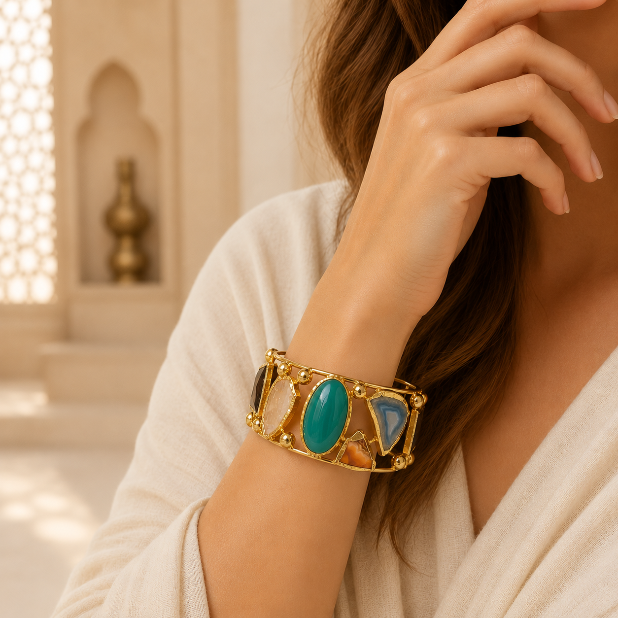 Brazalete Clay lazos brillantes con Piedras Semipreciosas