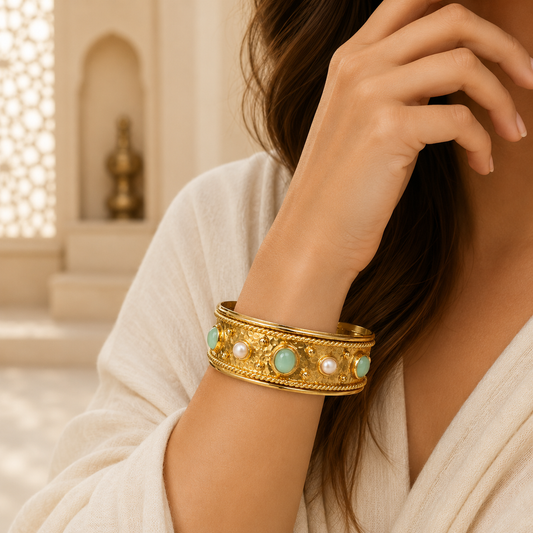 Maharani Padma Lakshmi Bangle with Semi-Precious Stones