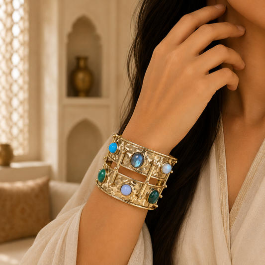 Celestial Blue Indrani Bracelet with Semi-Precious Stones