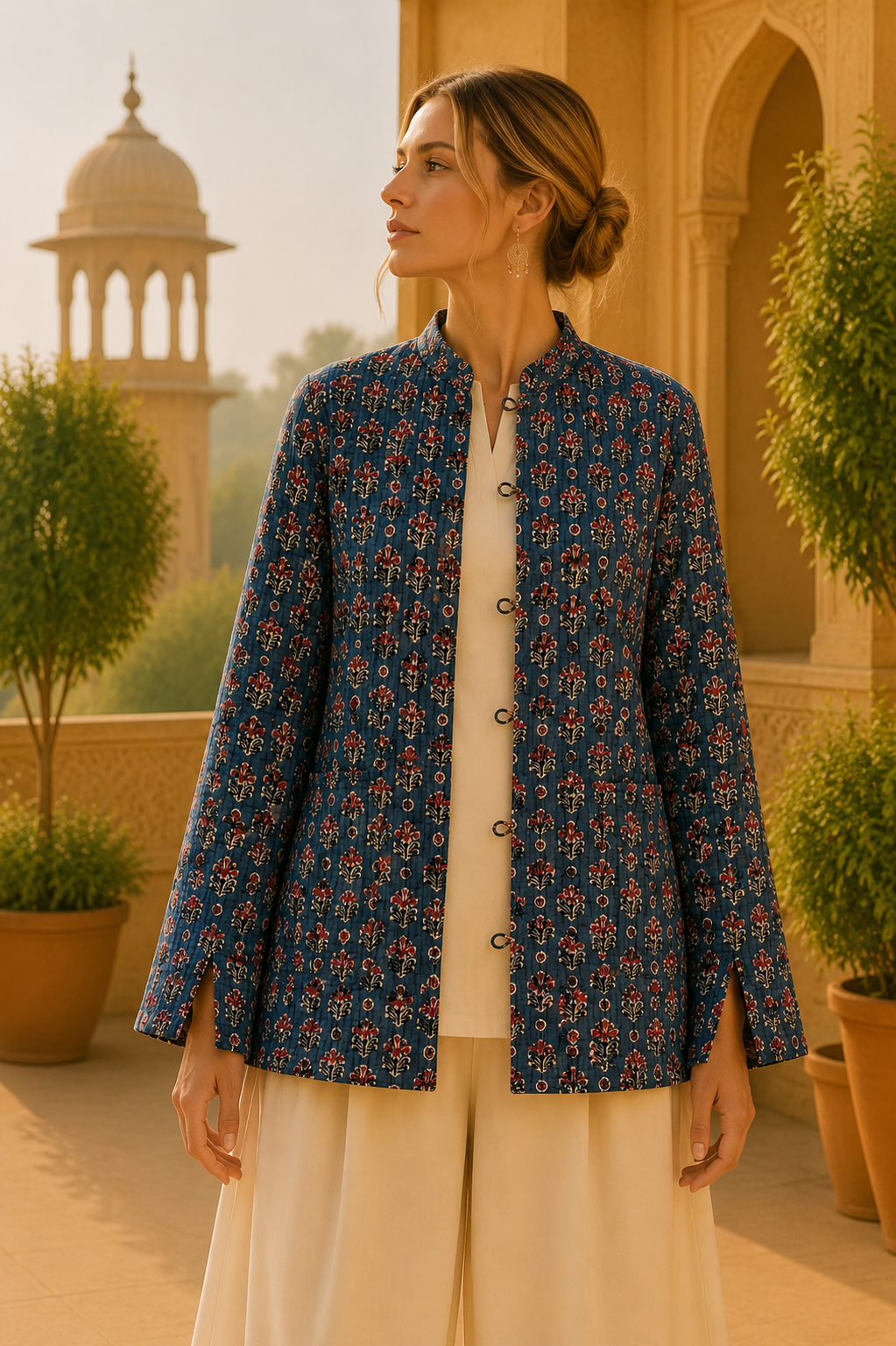 Chaqueta Doble Faz Índigo Floral
