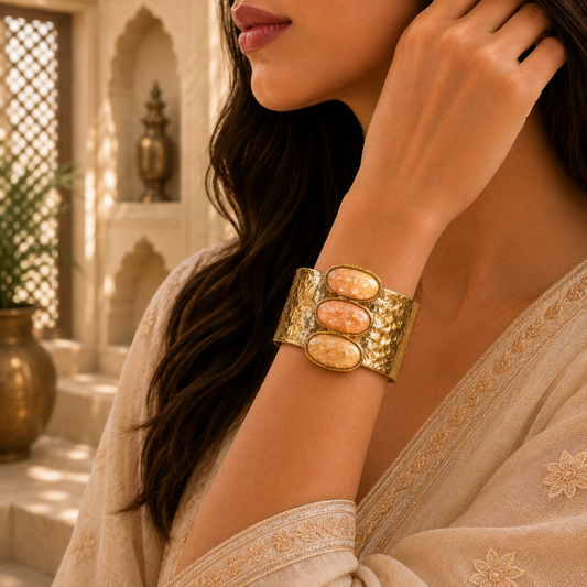 Suvarna Jyoti Golden Bracelet with Semi-Precious Stones