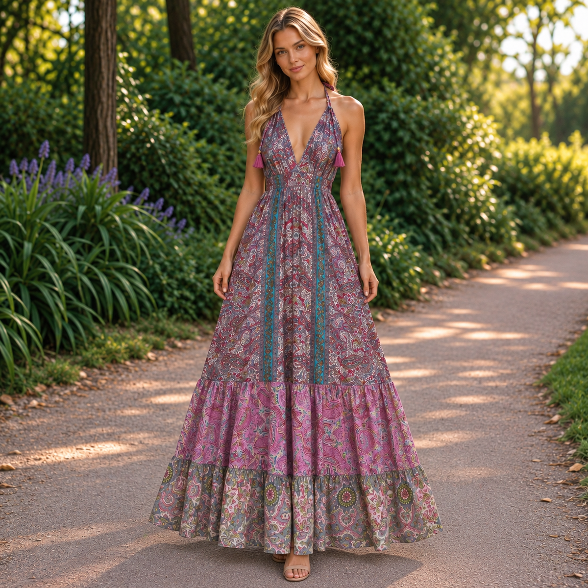 Vestido Mara Largo Rosa Viento - BOUTIQUEDELAINDIA