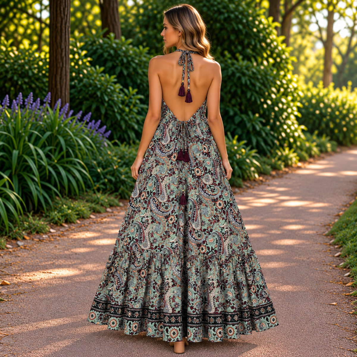 Vestido Mara Largo Verde Pálido Elegante - BOUTIQUEDELAINDIA