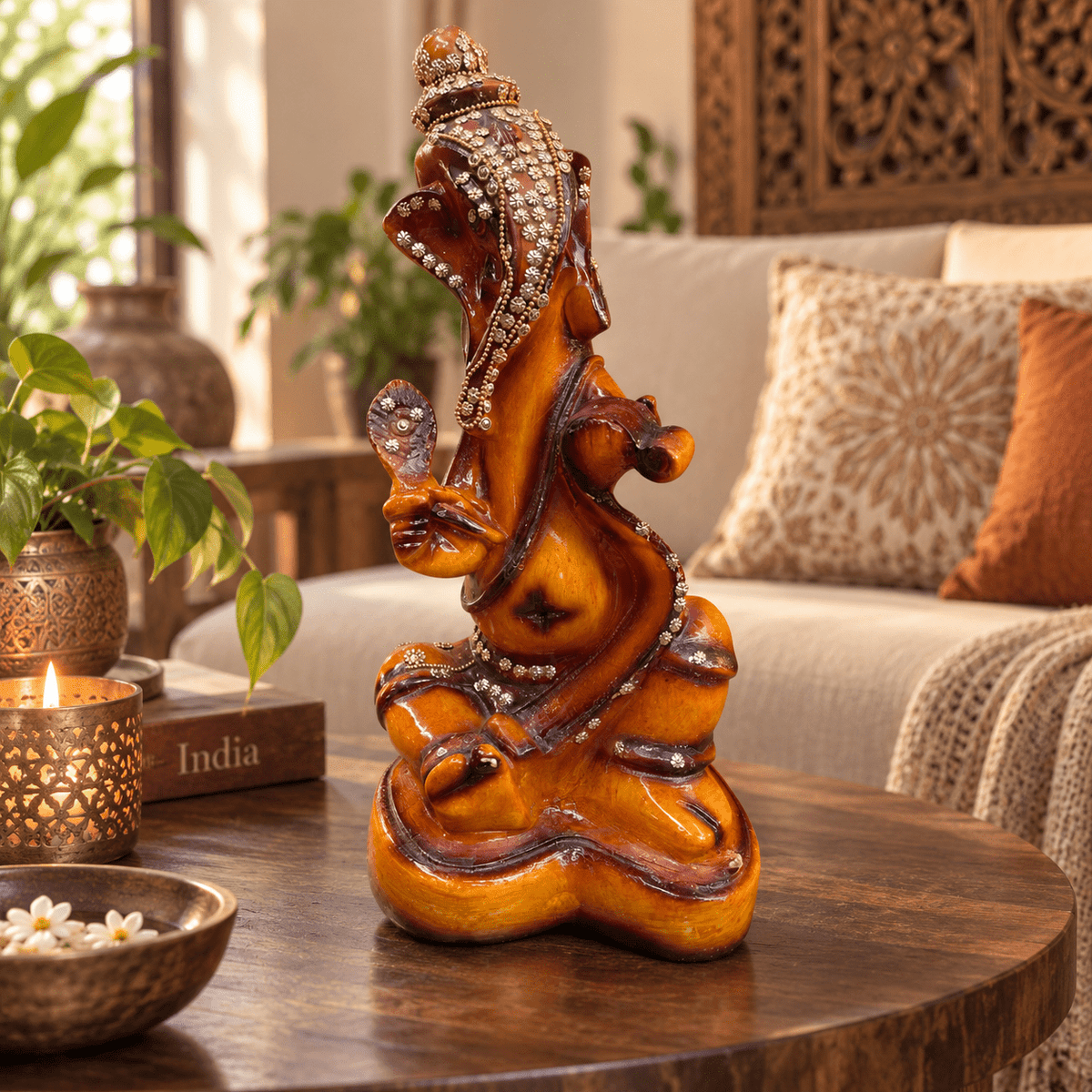 Ganesha Decorativo Ananda con Detalles Dorados - BOUTIQUEDELAINDIA
