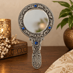 Espejo de Mano Pequeño Anika en Metal Azul - BOUTIQUEDELAINDIA