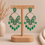 Aretes Aarna en Bronce Plateado con Detalles Verdes - BOUTIQUEDELAINDIA