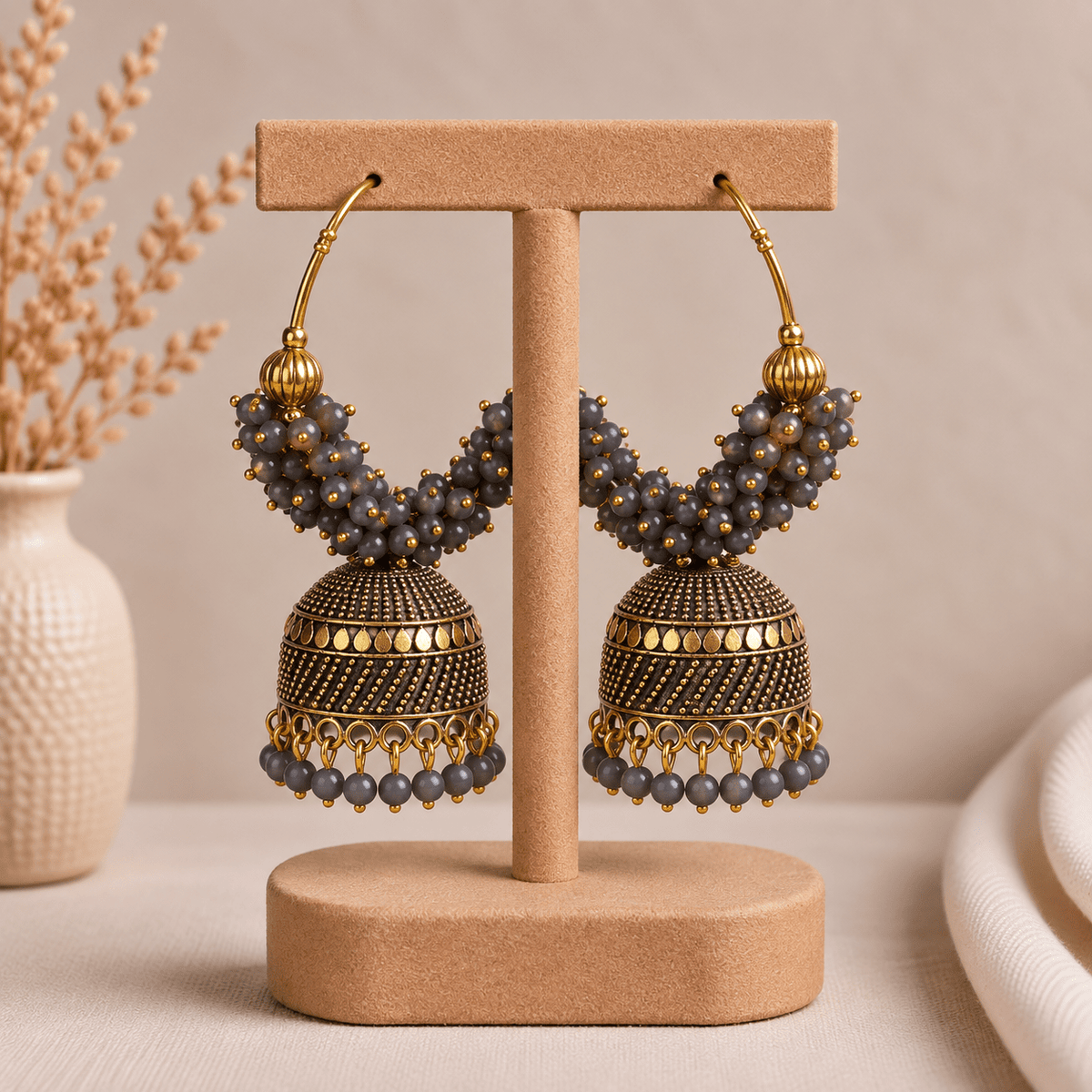 Aretes Jhumka Naira en Bronce - BOUTIQUEDELAINDIA