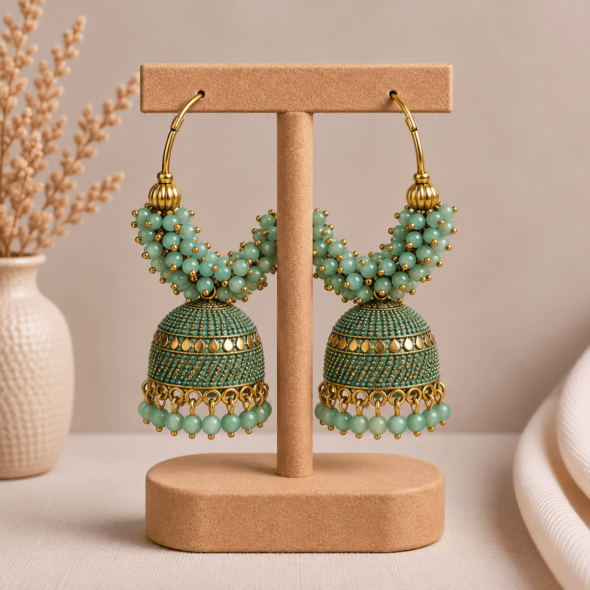 Aretes Jhumka Amrita en Bronce - BOUTIQUEDELAINDIA