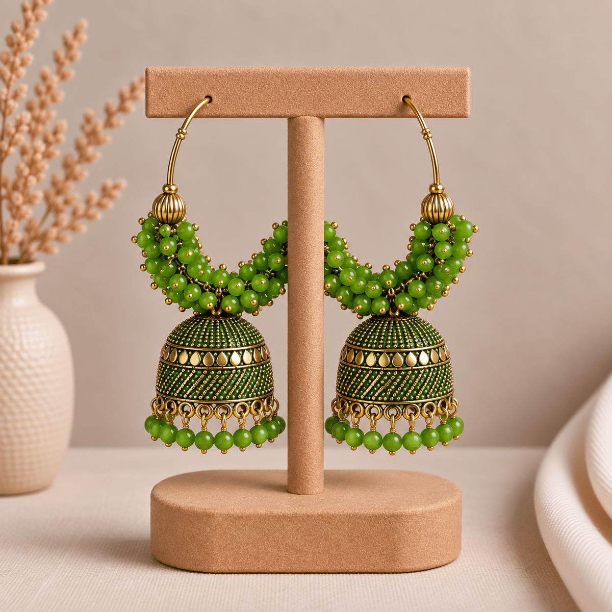 Aretes Jhumka Harini en Bronce - BOUTIQUEDELAINDIA