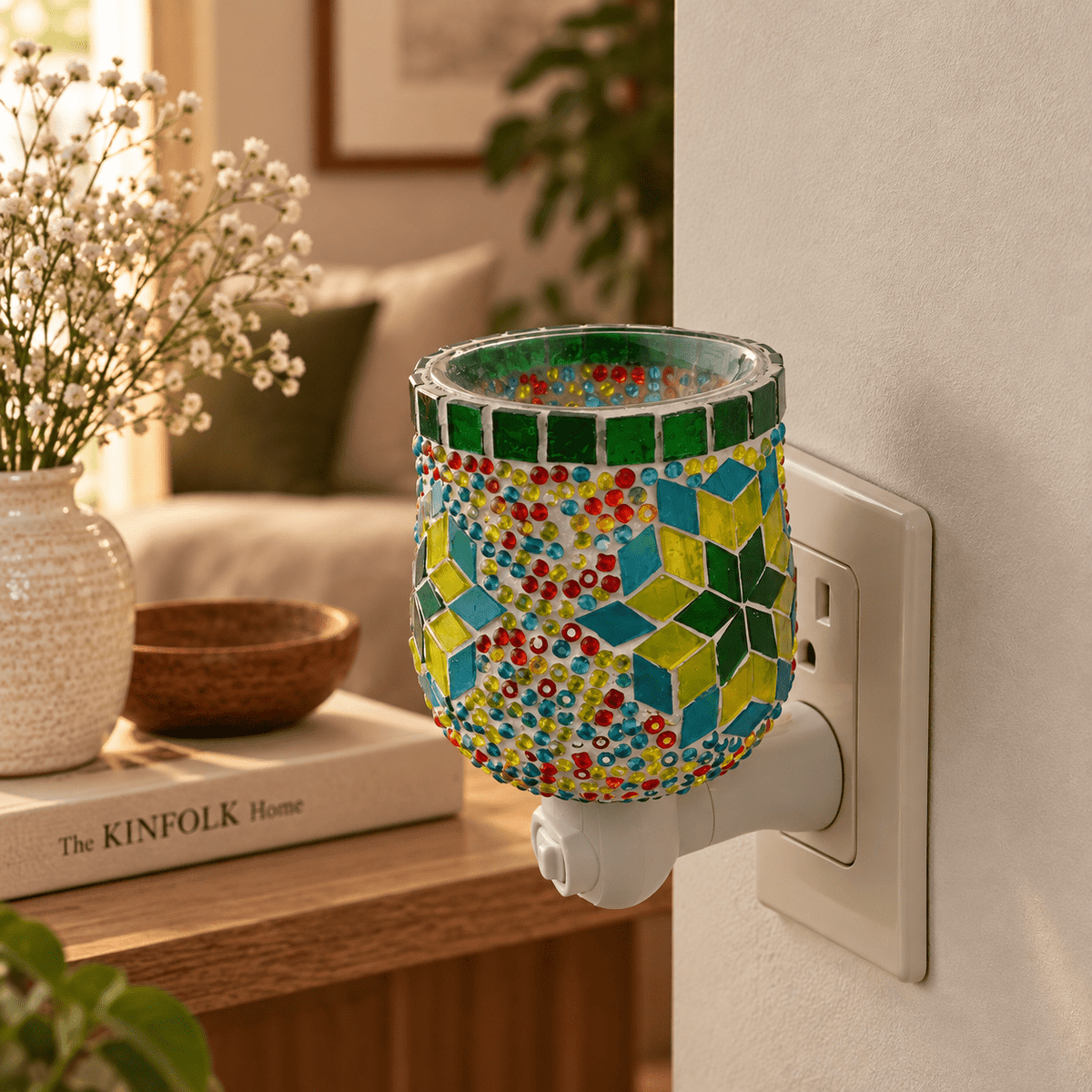 Lámpara Humidificadora Noor de Mosaico con Esenciero - BOUTIQUEDELAINDIA