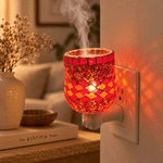 Lámpara Humidificadora Agni Roja de Mosaico con Esenciero - BOUTIQUEDELAINDIA