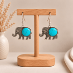 Aretes Elefante Turquesa de Acero - BOUTIQUEDELAINDIA