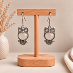 Aretes Búhos Cuarzo Rosa Estilo Boho - BOUTIQUEDELAINDIA