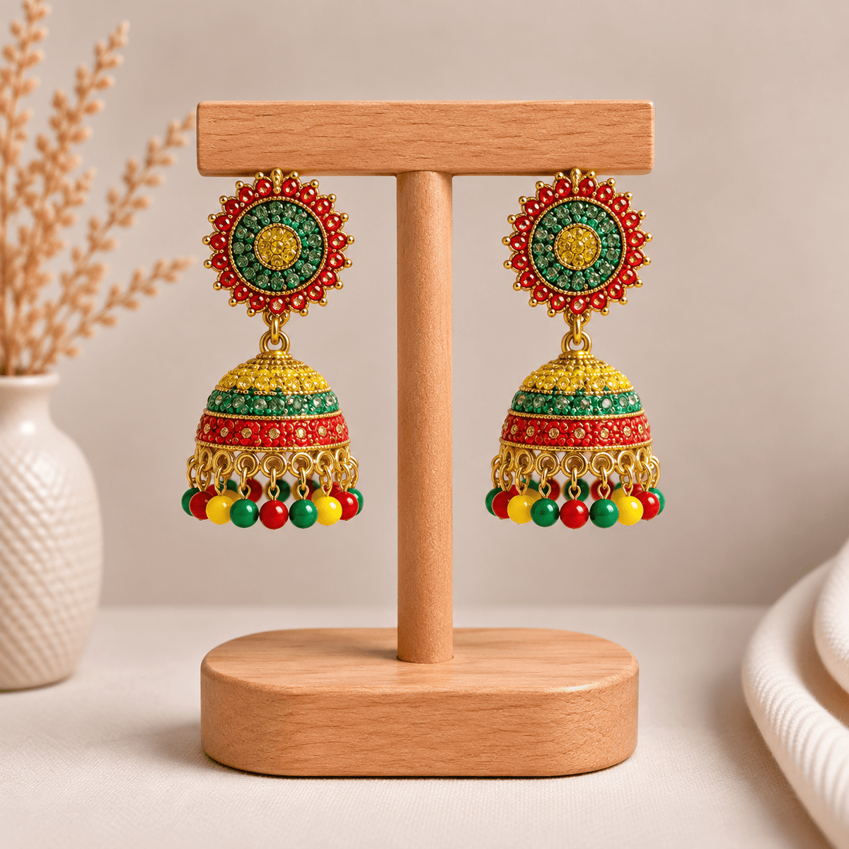 Aretes Jhumka Festival Floreal - BOUTIQUEDELAINDIA
