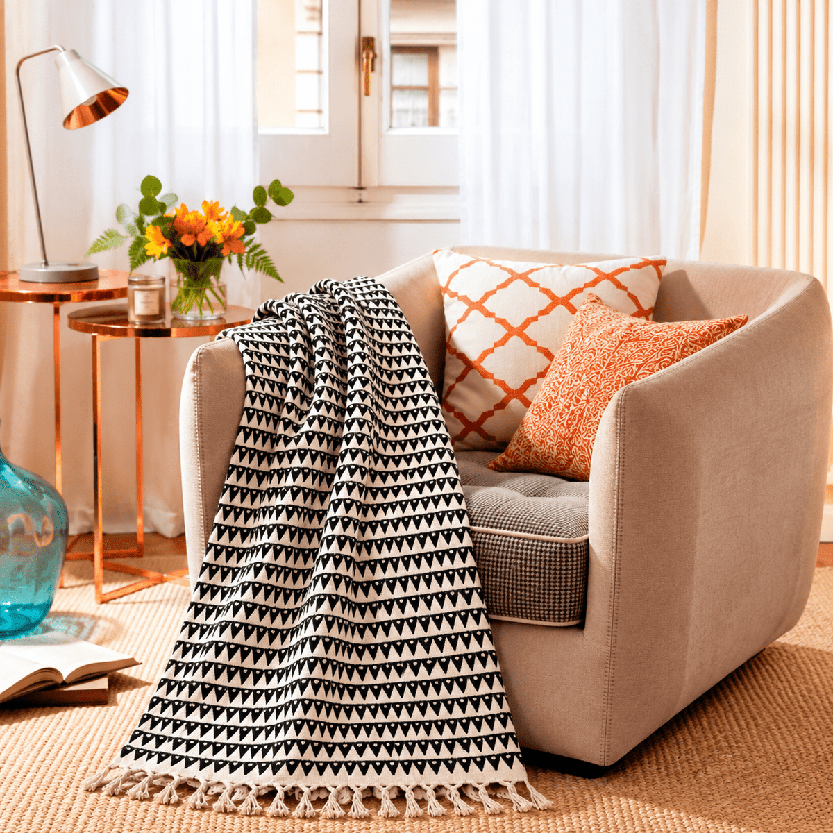 Manta Decorativa Vanya 100% Algodón Artesanal - BOUTIQUEDELAINDIA