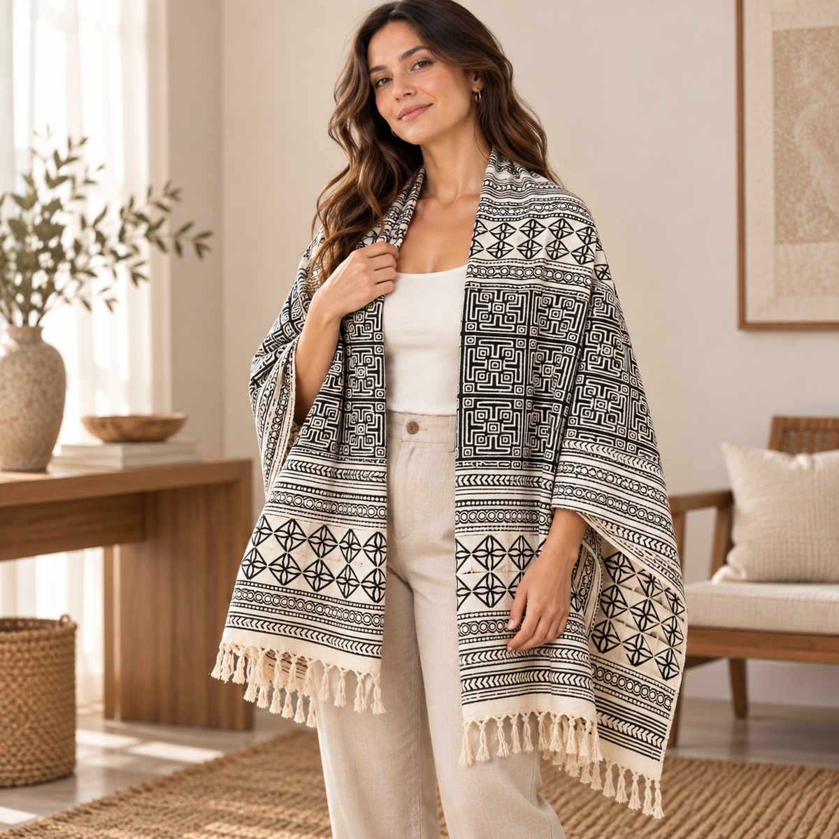Manta Decorativa 100% Algodón Artesanal - BOUTIQUEDELAINDIA