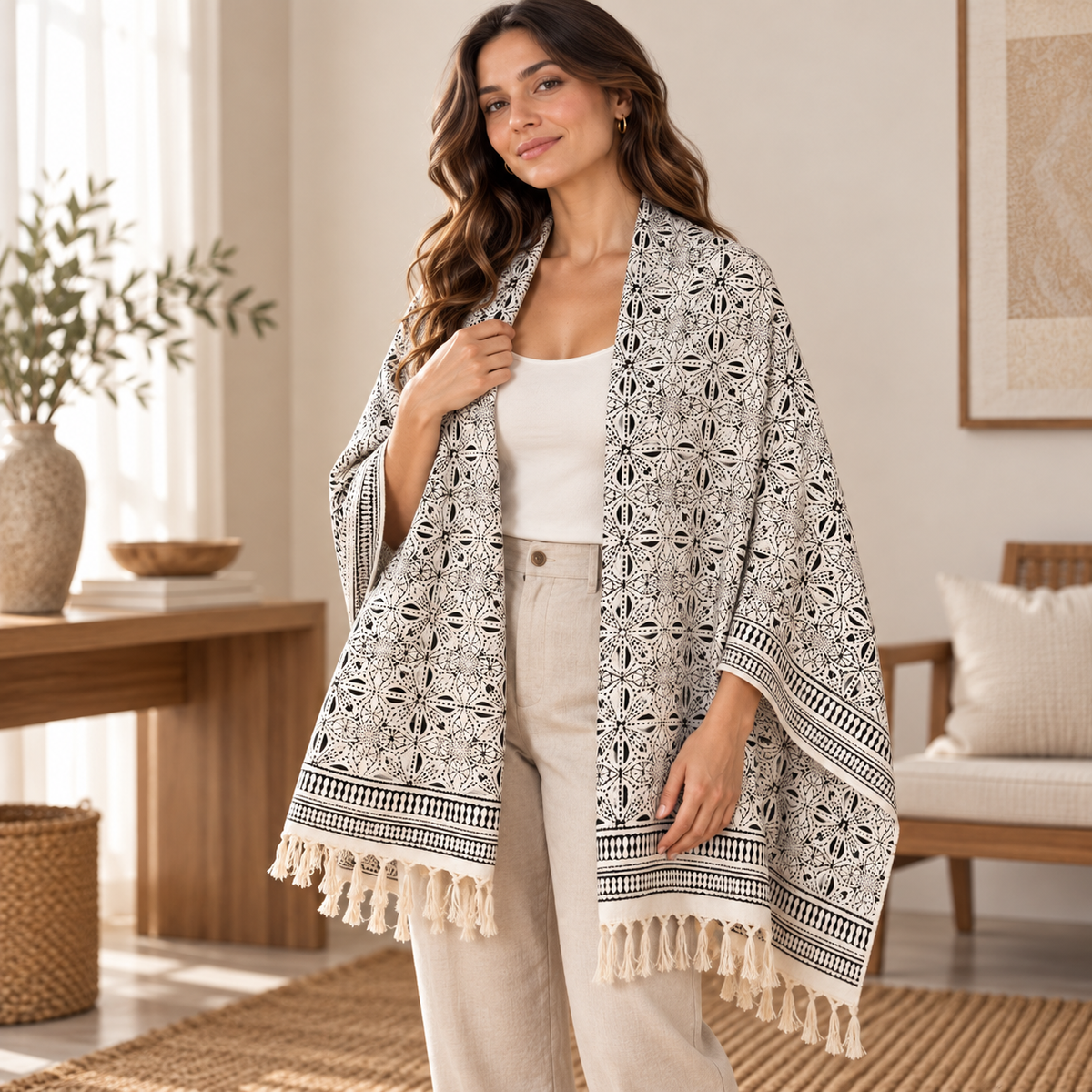 Manta Decorativa 100% Algodón Artesanal - BOUTIQUEDELAINDIA