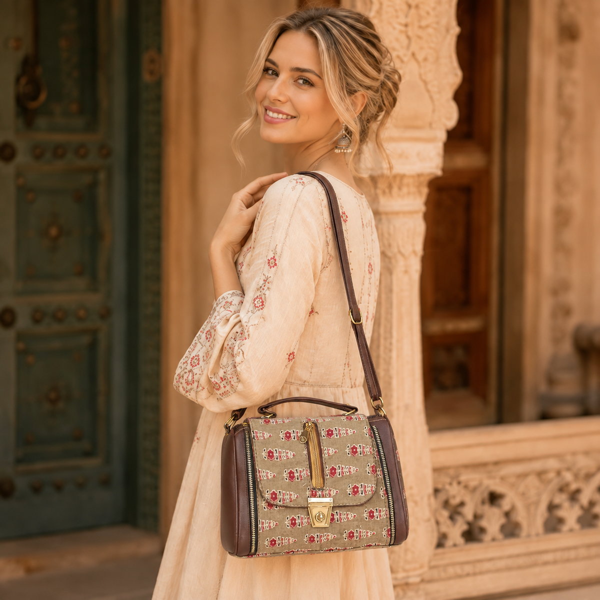 Bolso Bandolera Estampado Artesanal - BOUTQIEDELAINDIA