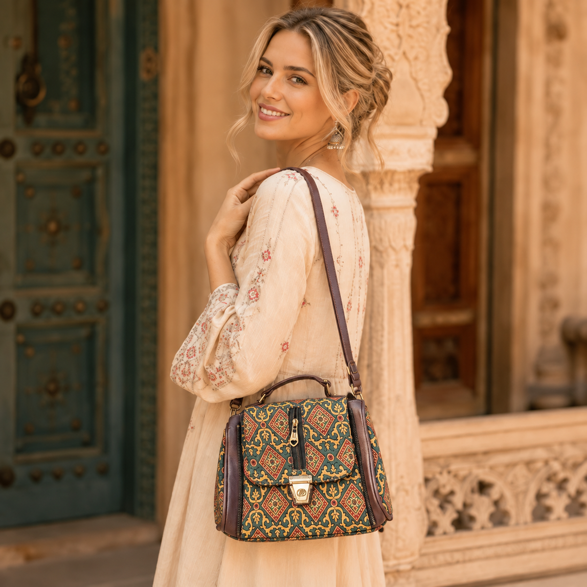 Bolso Bandolera Estampado Artesanal - BOUTQIEDELAINDIA