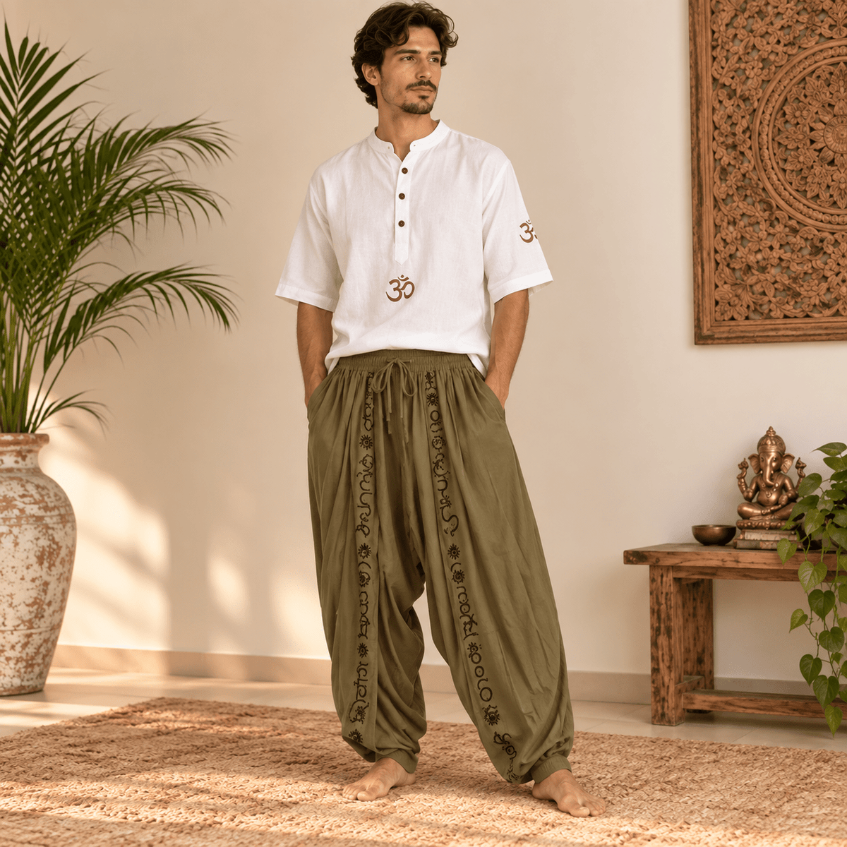 Pantalón Ancho Unisex para Yoga Mantra Tierra - BOUTIQUEDELAINDIA