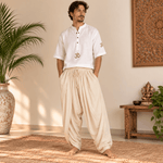 Pantalón Ancho Unisex para Yoga Samadhi Beige - BOUTIQUEDELAINDIA