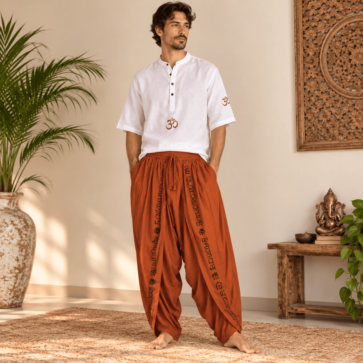 Pantalón Ancho Unisex para Yoga Surya Terracota - BOUTIQUEDELAINDIA