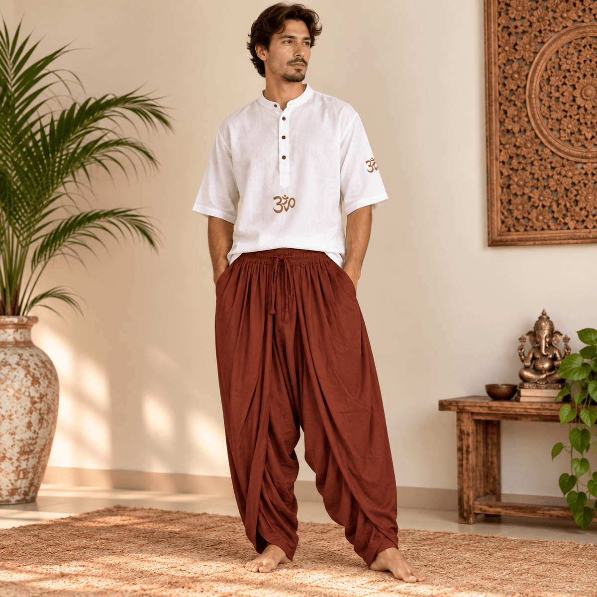 Pantalón Ancho Unisex para Yoga Aruna Terracota - BOUTIQUEDELAINDIA