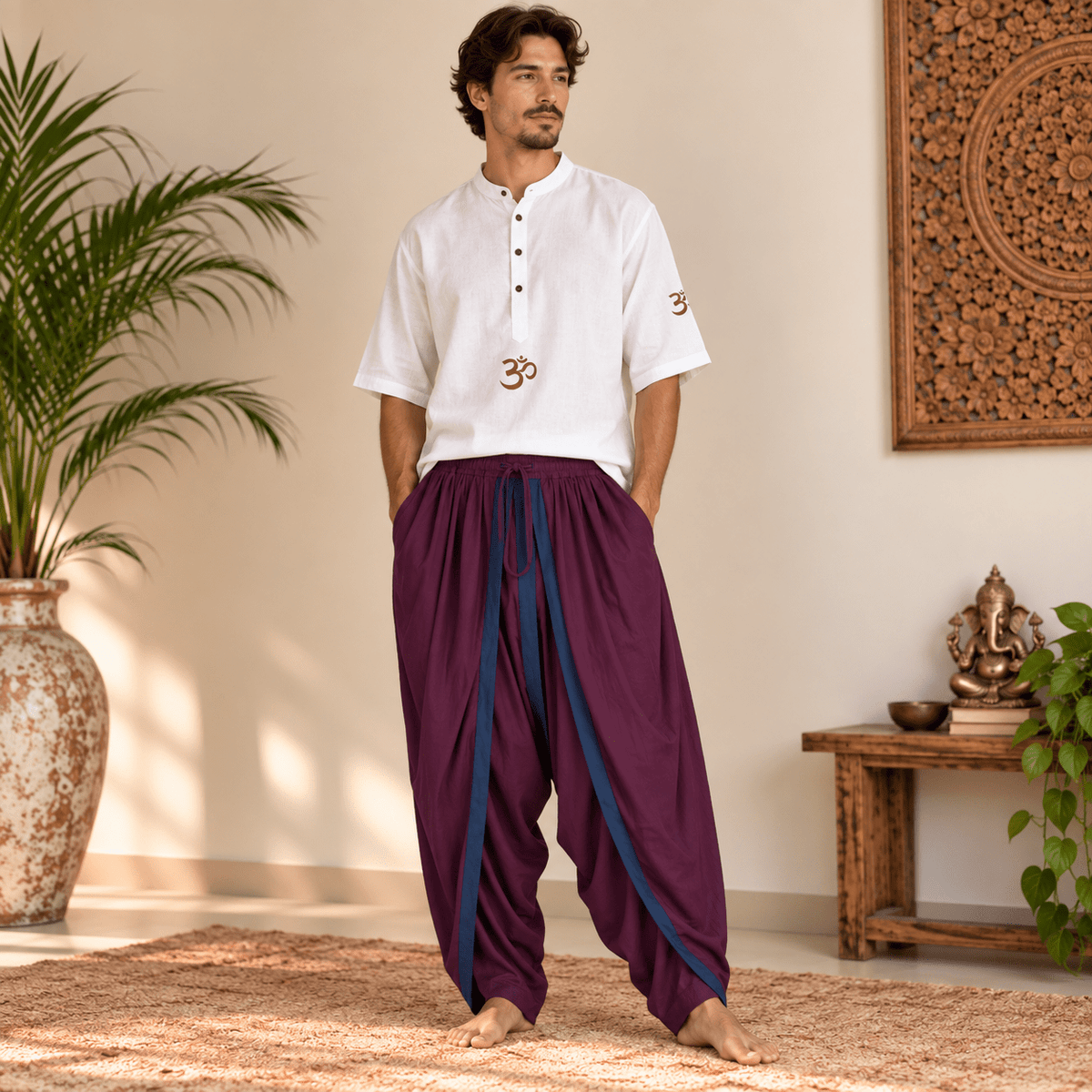 Pantalón Ancho Unisex para Yoga Vira Vino - BOUTIQUEDELAINDIA