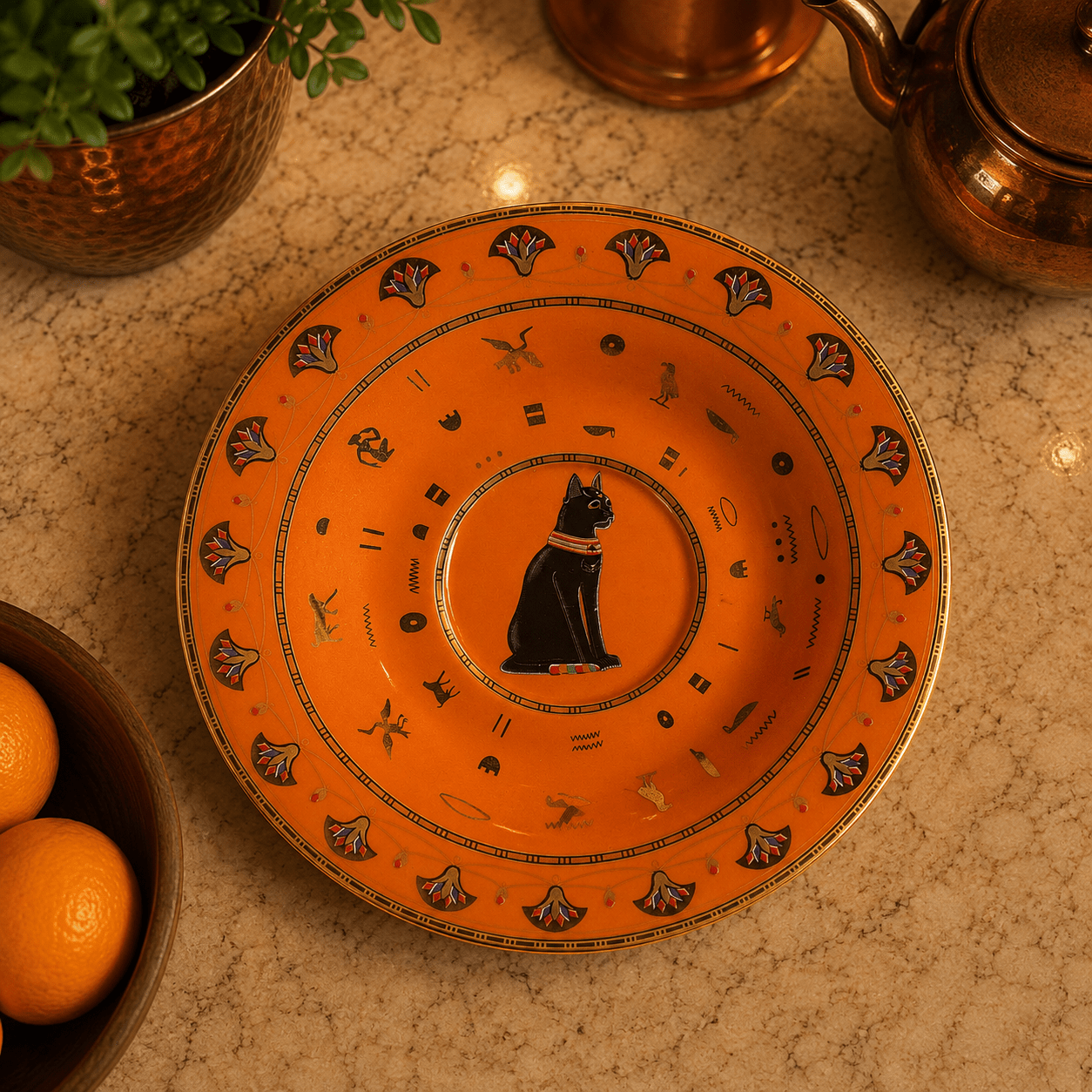 Taza con Plato Bastet Terracota - BOUTIQUEDELAINDIA