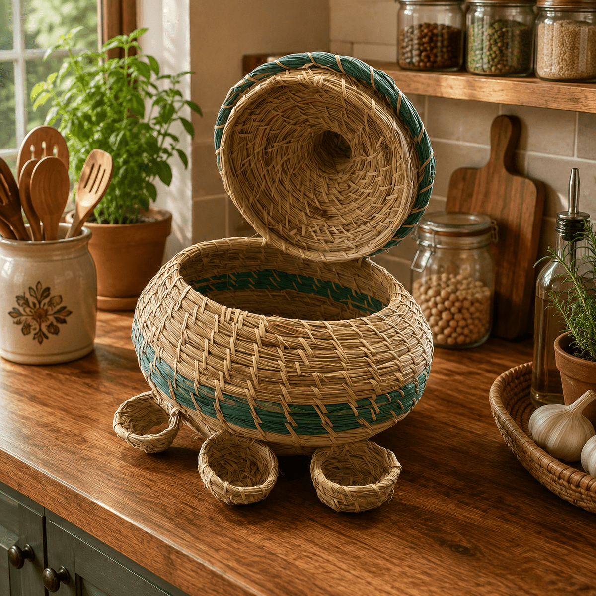 Canasta Artesanal Annapurna Gallina Azul - BOUTIQUEDELAINDIA
