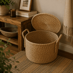 Canasta Artesanal Prakriti con Tapa - BOUTIQUEDELAINDIA