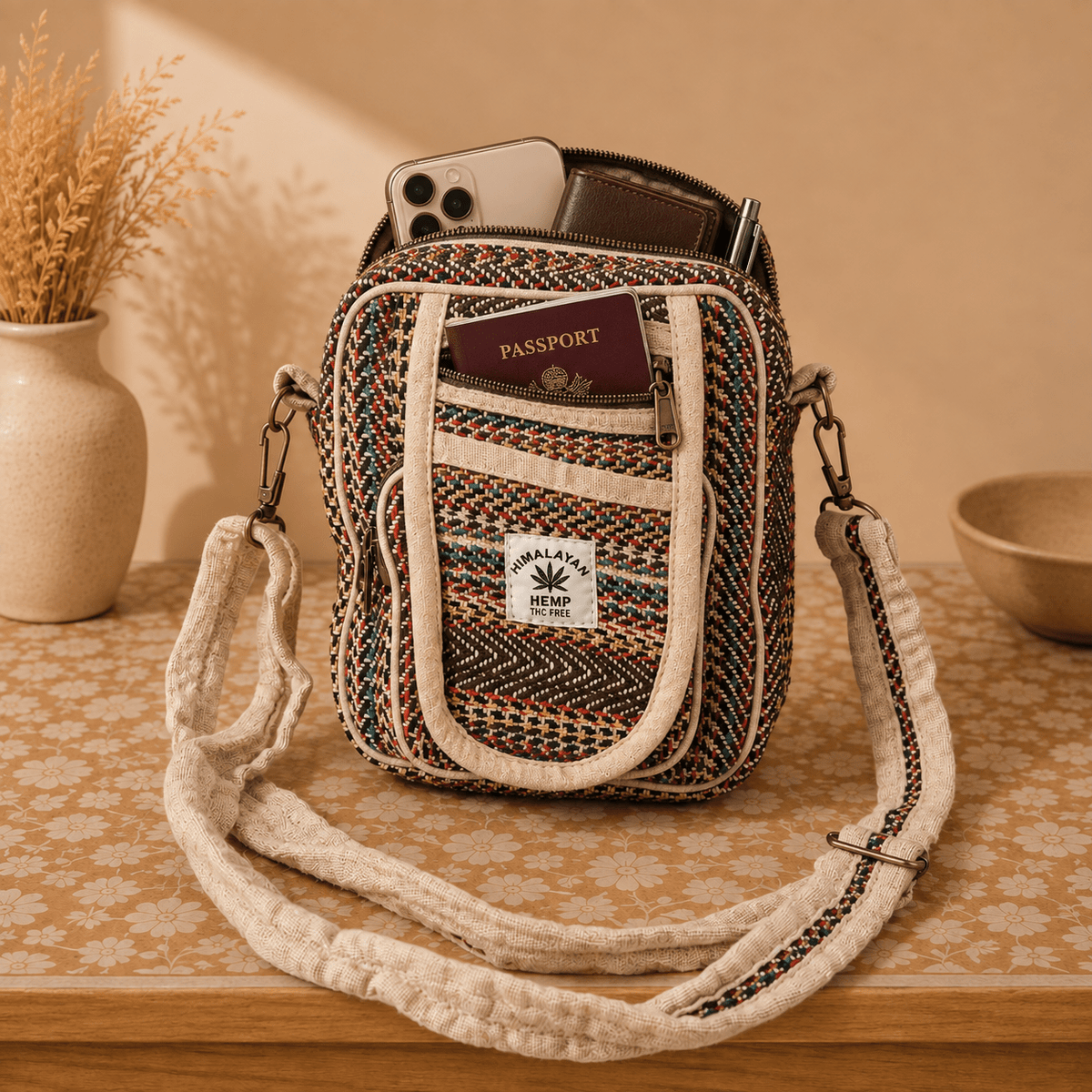 Bolso Bandolera Himalaya de Hemp Multicolor - BOUTIQUEDELAINDIA