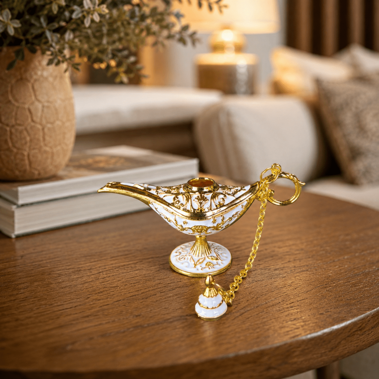 Figura Decorativa Mini Lámpara de Aladino Noor Blanca - BOUTIQUEDELAINDIA