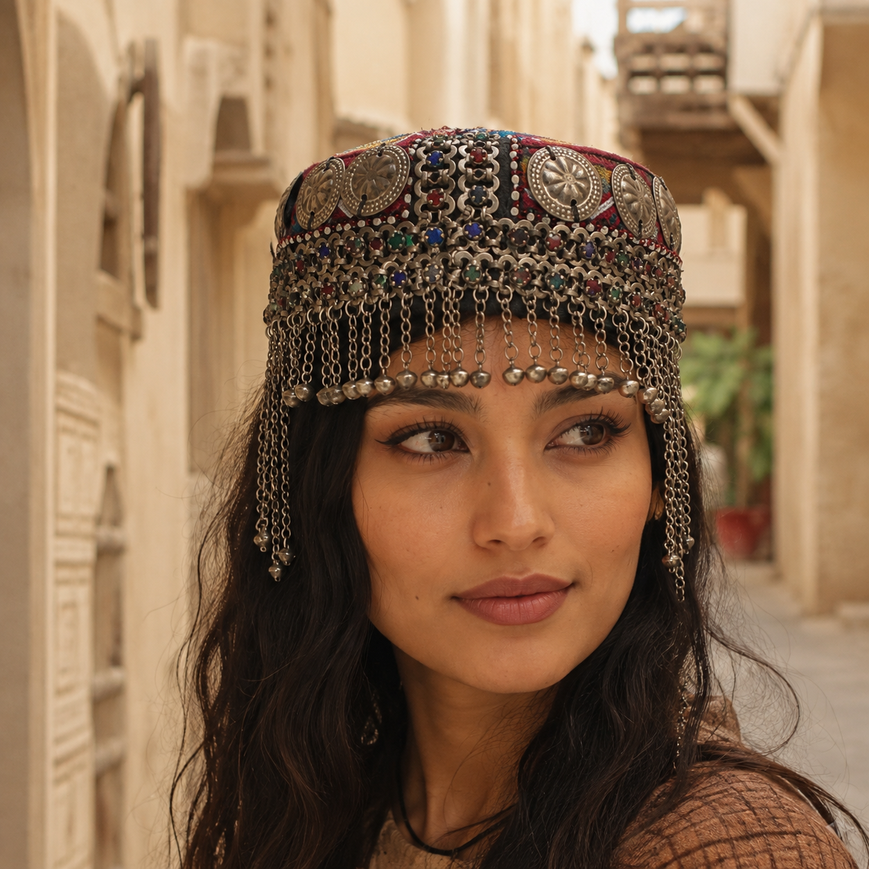 Gorro Tradicional Bharati Bordado con Adornos - BOUTIQUEDELAINDIAENCOLOMBIA
