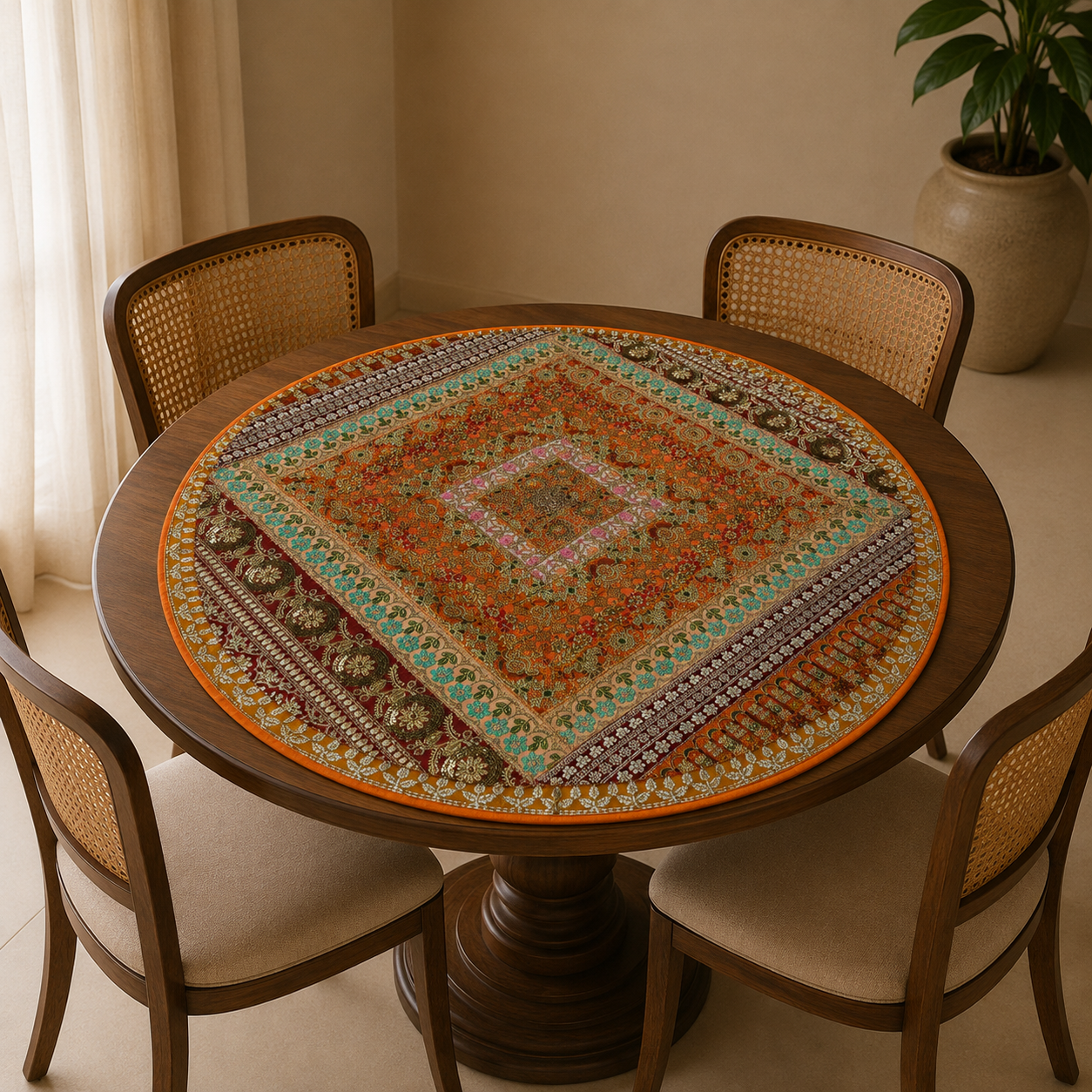 Centro de Mesa Circular Vasanta Naranja - BOUTIQUEDELAINDIA
