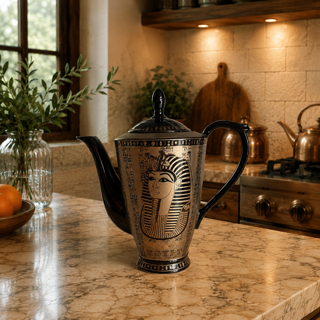 Set de Té Egipcio Faraón Dorado – 3 Piezas - BOUTIQUEDELAINDIA