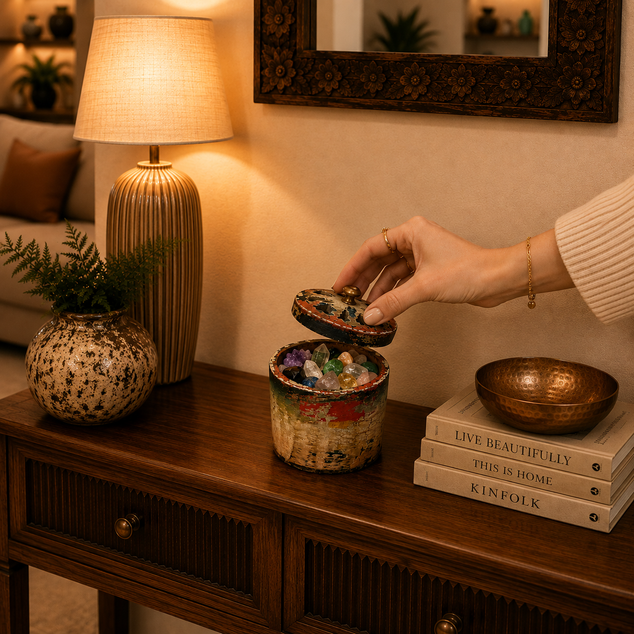 Joyero Caja Cilíndrica Artesanal Chakra - BOUTIQUEDELAINDIA
