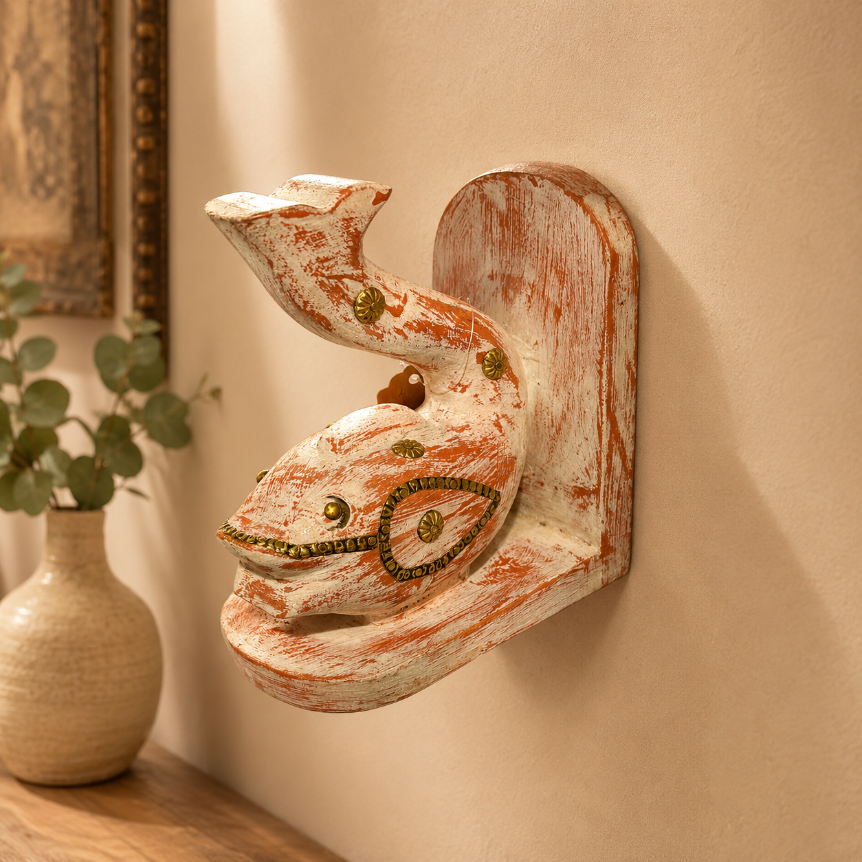 Peces Imperiales Sujeta Libros en Madera - BOUTIUEDELAINDIA