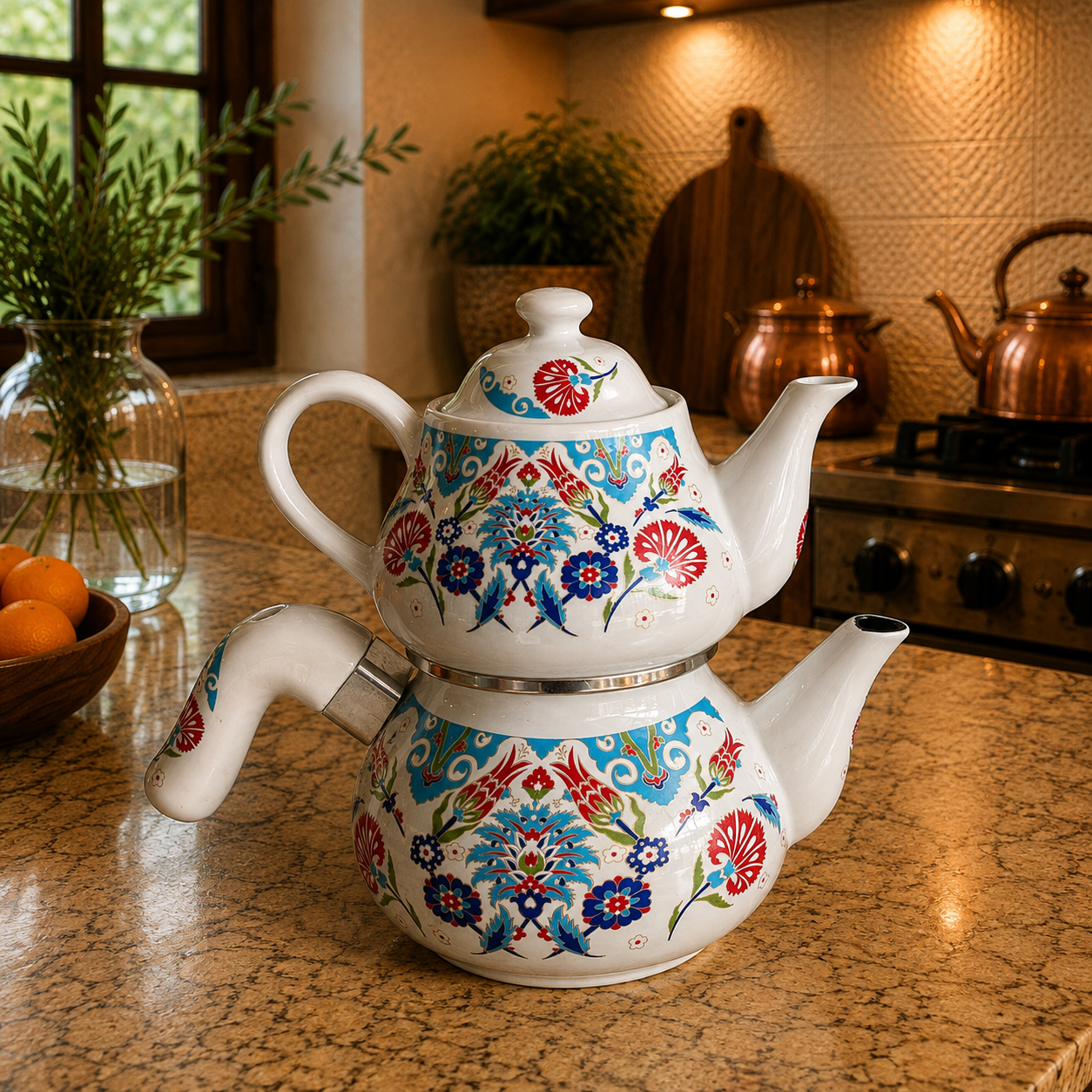 Tetera Doble Floral Anatolia - BOUTIQUEDELAINDIAENCOLOMBIA