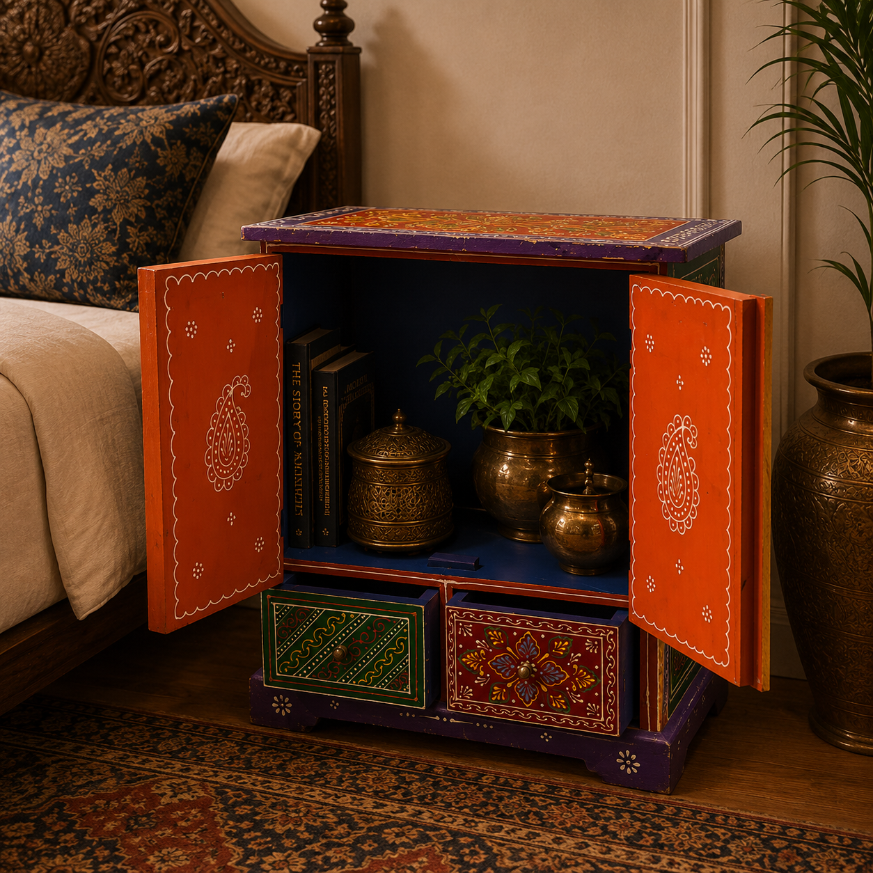 Mesa Gabinete Artesanal Rangoli Pushpa - BOUTIQUEDELAINDIA