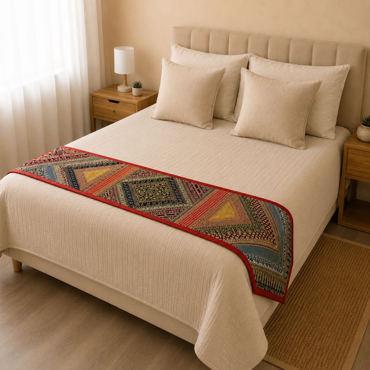 Cetro de mesa Hindú, Camino de mesa, Mantel, Pie de cama, Boutique de la India